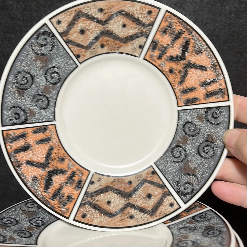 7 Fossil #8833 Sue Zipkin Stoneware Saucer Dessert Plate 6 1/4" diameter